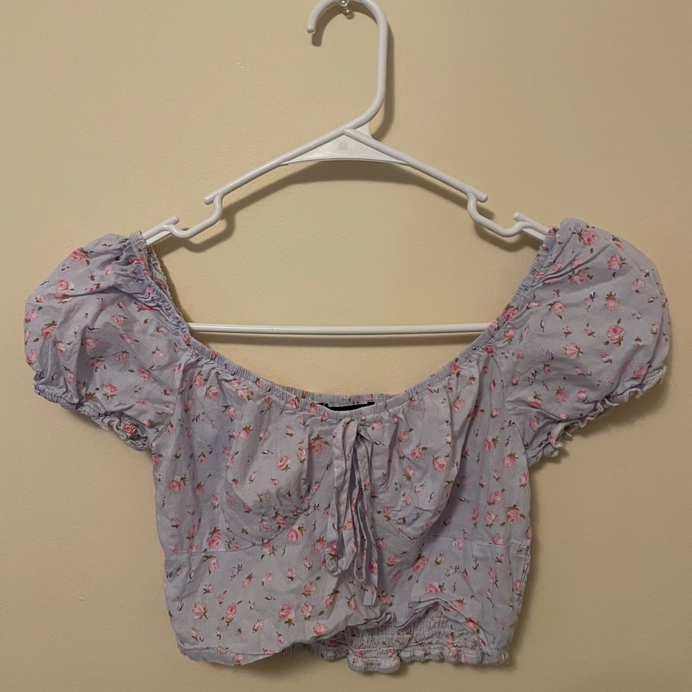 Purple Crop Top with flower print